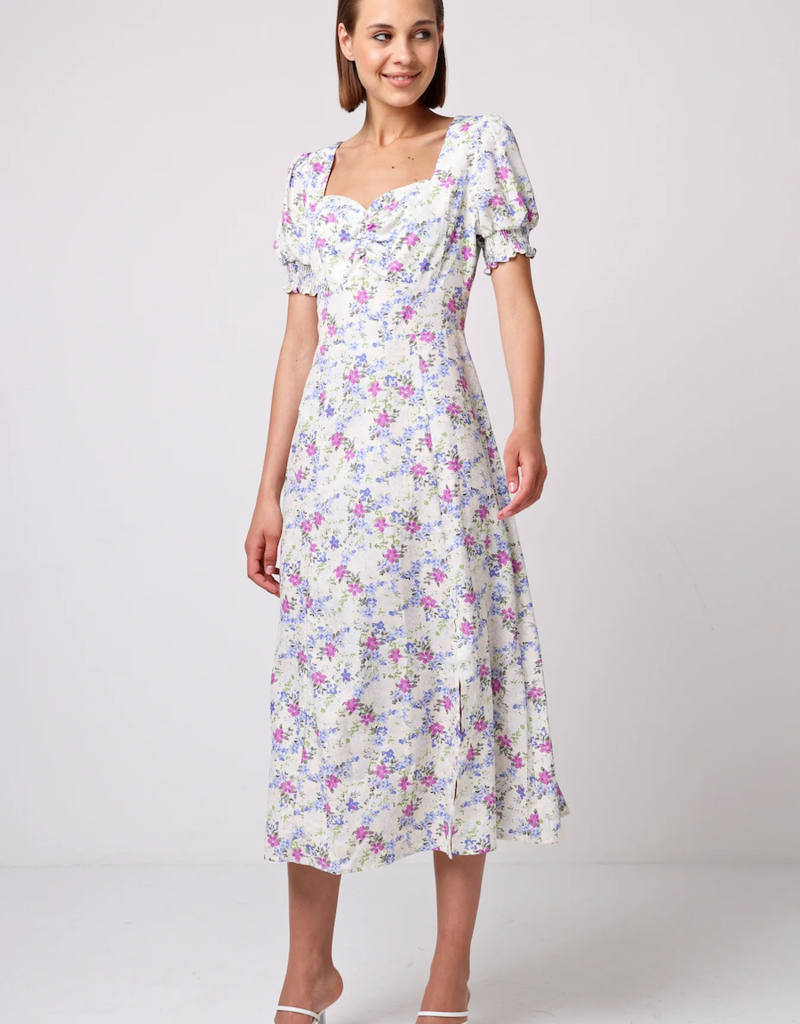 Angel Eye Melanie Puff Sleeve Sweetheart Midi Dress