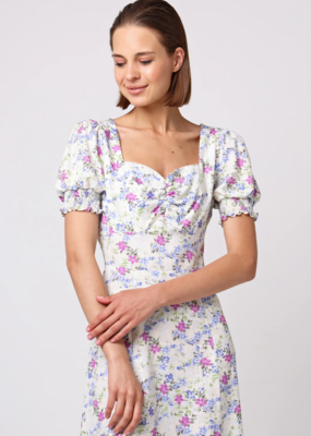 Angel Eye Melanie Puff Sleeve Sweetheart Midi Dress