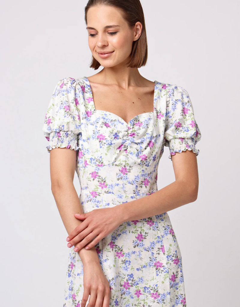 Angel Eye Melanie Puff Sleeve Sweetheart Midi Dress