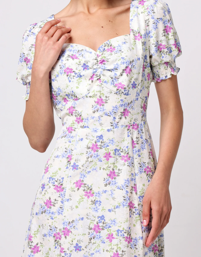 Angel Eye Melanie Puff Sleeve Sweetheart Midi Dress