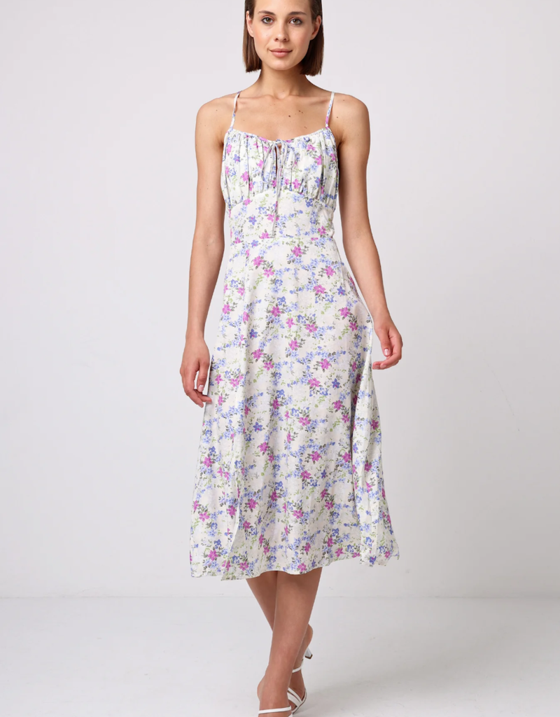 Angel Eye Lychee Midi Dress in White Floral
