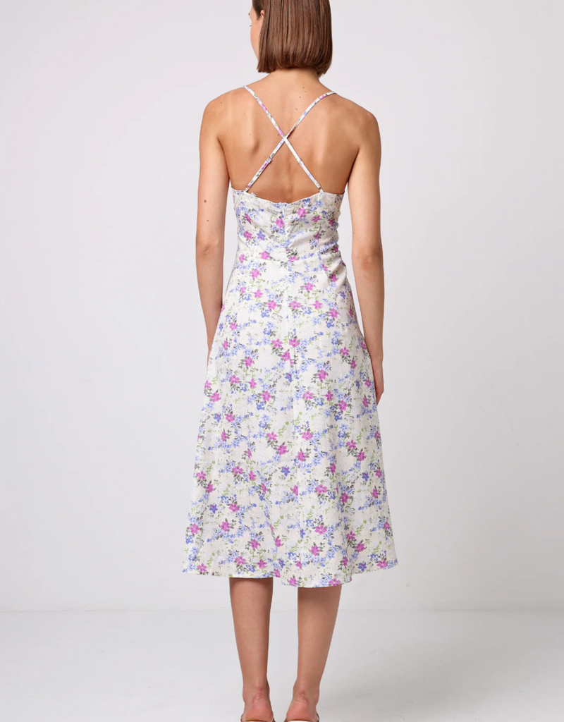 Angel Eye Lychee Midi Dress in White Floral