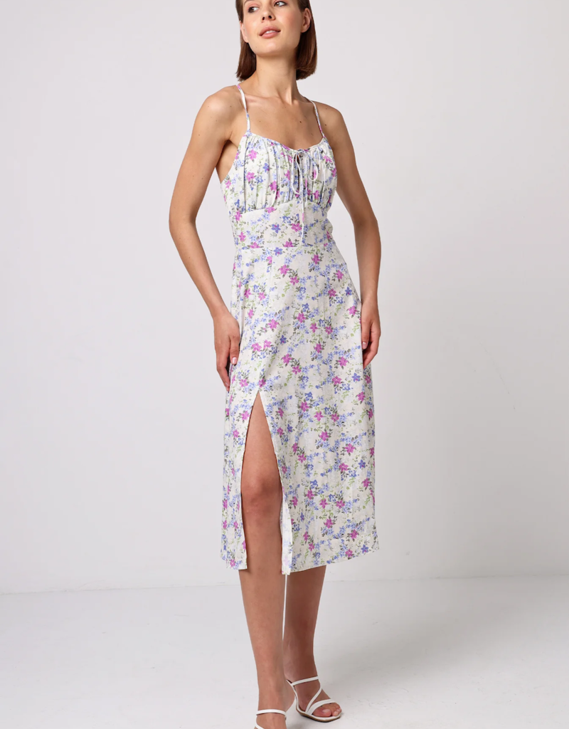 Angel Eye Lychee Midi Dress in White Floral
