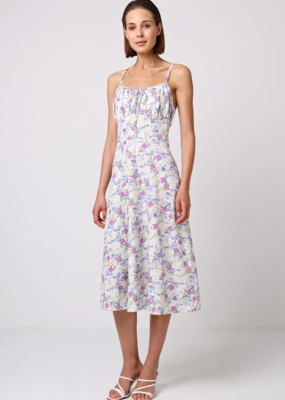 Angel Eye Lychee Midi Dress in White Floral