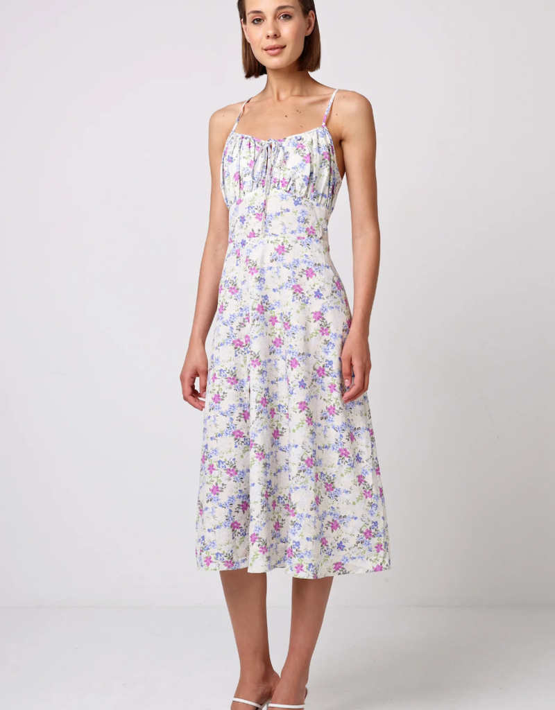 Angel Eye Lychee Midi Dress in White Floral