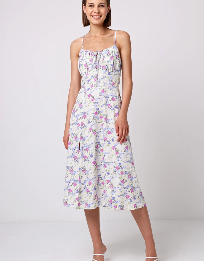 Angel Eye Lychee Midi Dress in White Floral