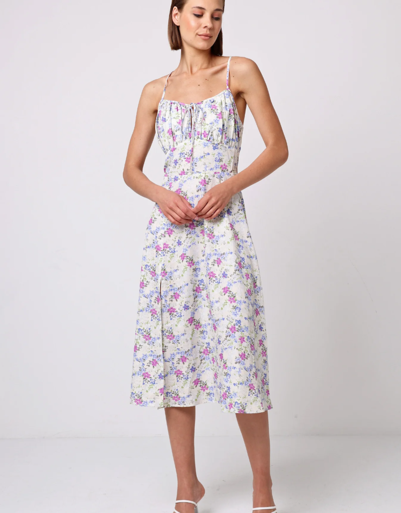 Angel Eye Lychee Midi Dress in White Floral