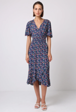 Angel Eye Paige Flutter Sleeve Midi Dress in Navy Floral