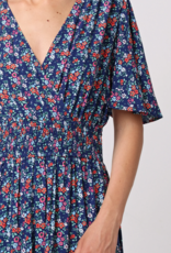 Angel Eye Paige Flutter Sleeve Midi Dress in Navy Floral