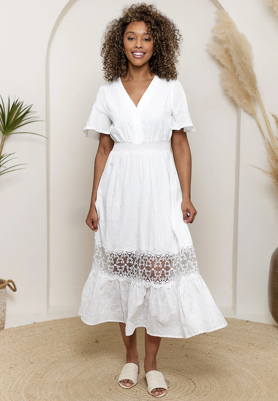 ワンピース Lace trimmed floral dress Fubail / Floral Print Lace Trimmed Dress