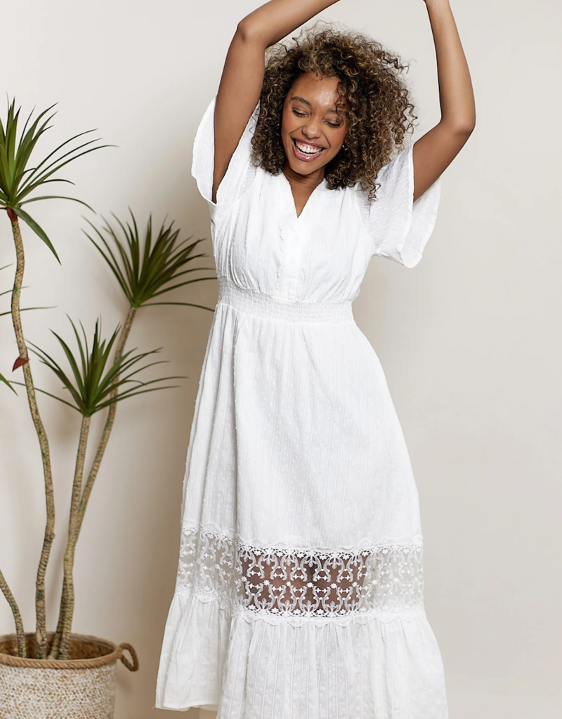 Angel Eye Angelina Lace Panel Detail Midi Dress