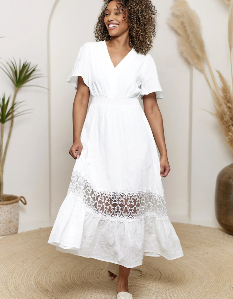 Angel Eye Angelina Lace Panel Detail Midi Dress