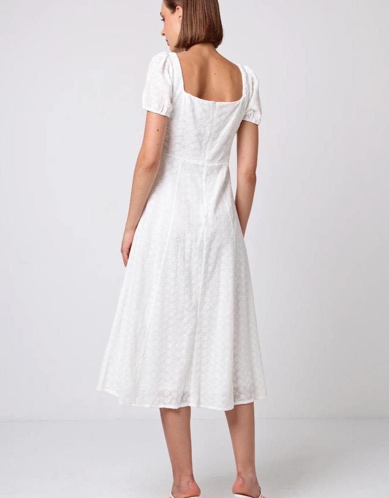 Angel Eye Medlar Cotton Broderie Puff Sleeve Midi Dress
