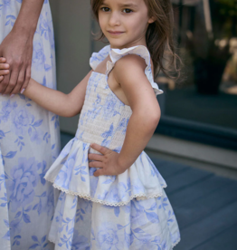 Saltwater Luxe Kids Raynbow Dress in Bluebell Floral