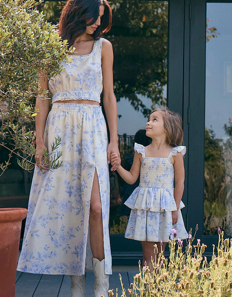 Saltwater Luxe Kids Raynbow Dress in Bluebell Floral