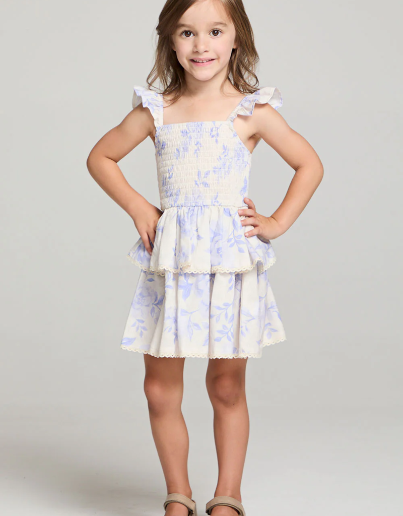 Saltwater Luxe Kids Raynbow Dress in Bluebell Floral