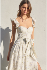 Dress Forum Say Nothing Bustier Flutter Sleeve Midi Dress in Dreamy Blues Floral
