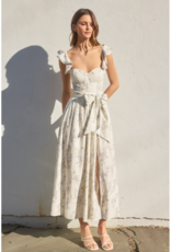 Dress Forum Say Nothing Bustier Flutter Sleeve Midi Dress in Dreamy Blues Floral