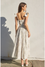 Dress Forum Say Nothing Bustier Flutter Sleeve Midi Dress in Dreamy Blues Floral