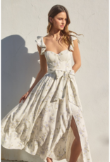 Dress Forum Say Nothing Bustier Flutter Sleeve Midi Dress in Dreamy Blues Floral