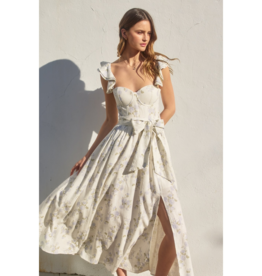 Dress Forum Say Nothing Bustier Flutter Sleeve Midi Dress in Dreamy Blues Floral