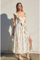 Dress Forum Say Nothing Bustier Flutter Sleeve Midi Dress in Dreamy Blues Floral