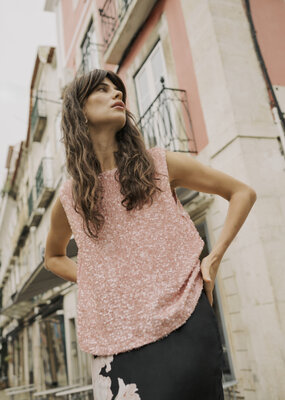 Cream Palia Sequin Shell Tank *Two Colours*