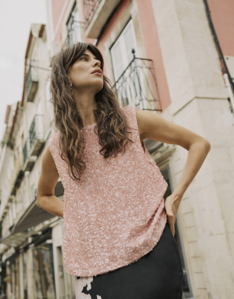 Cream Palia Sequin Shell Tank