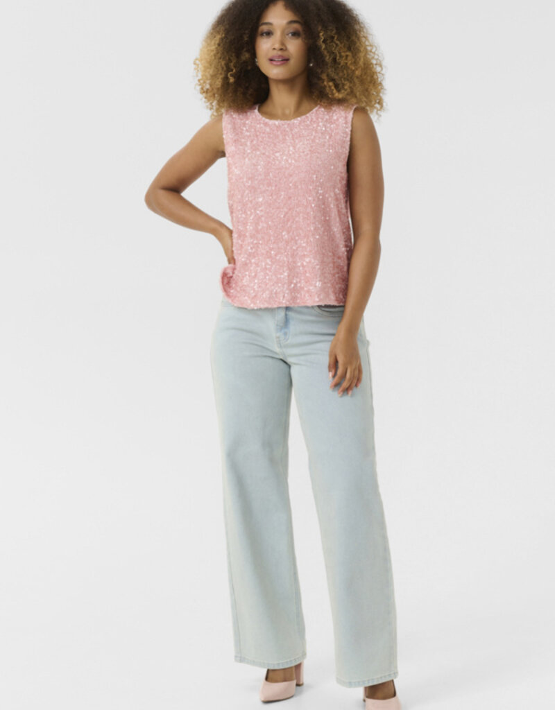 Cream Palia Sequin Shell Tank