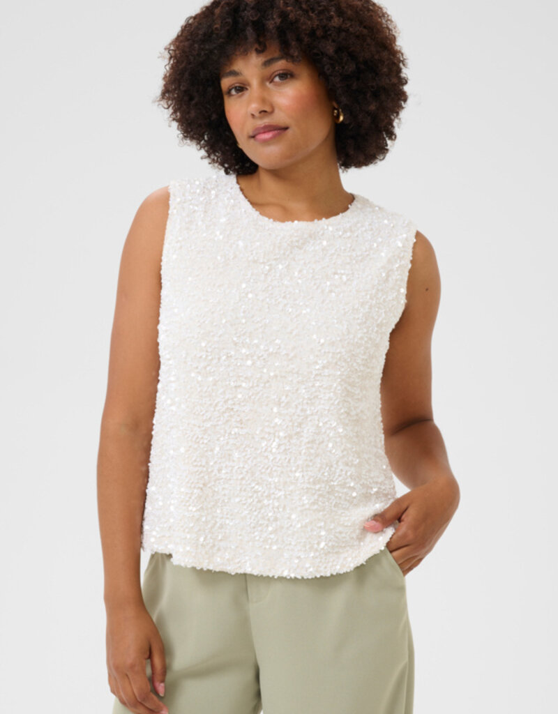 Cream Palia Sequin Shell Tank