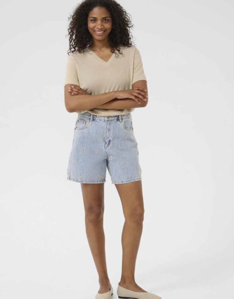 Kaffe Babeth Denim Shorts with Embroidery