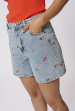 Kaffe Babeth Denim Shorts with Red Embroidery