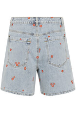 Kaffe Babeth Denim Shorts with Red Embroidery