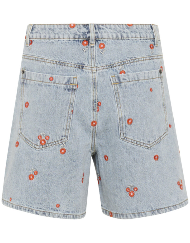 Kaffe Babeth Denim Shorts with Red Embroidery