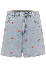 Kaffe Babeth Denim Shorts with Red Embroidery