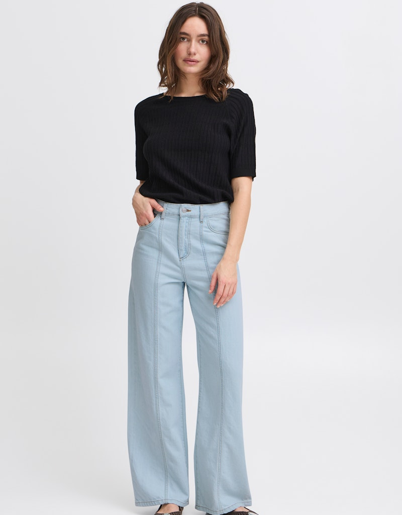 B.Young Lonia Soft Cotton Wide Leg Denim Pants