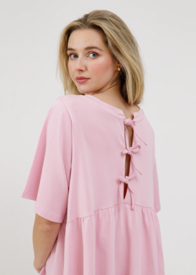 Brunette the Label Tiered T-Shirt Dress with Bows
