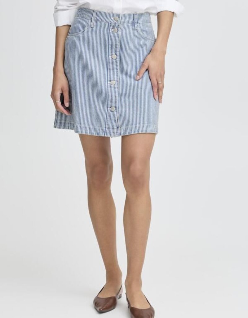 B.Young Laro Striped Denim Skirt