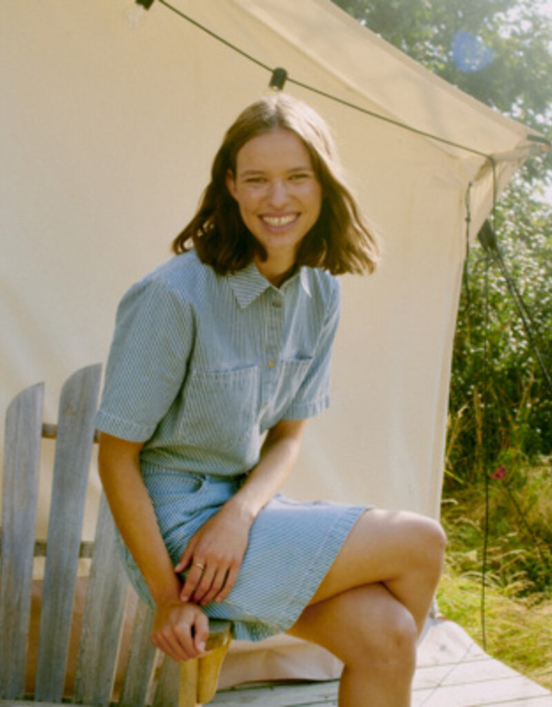 B.Young Laro Striped Denim Skirt