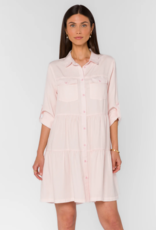 Velvet Heart Bree Roll-Tab Tiered Dress in Pink Mist