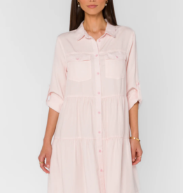 Velvet Heart Bree Roll-Tab Tiered Dress in Pink Mist