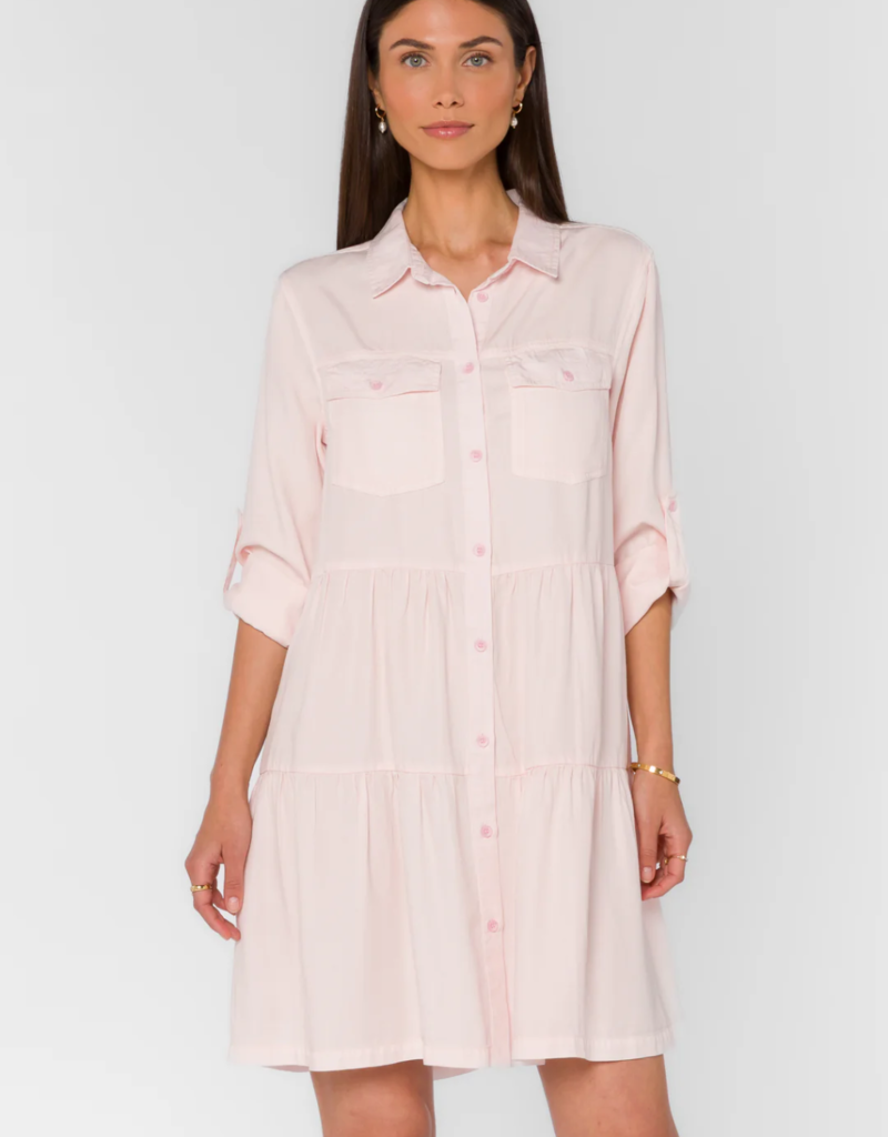 Velvet Heart Bree Roll-Tab Tiered Dress in Pink Mist