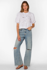 Velvet Heart Lamont Puff Sleeve Bow Blouse in Optic White