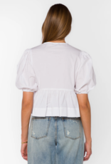 Velvet Heart Lamont Puff Sleeve Bow Blouse in Optic White