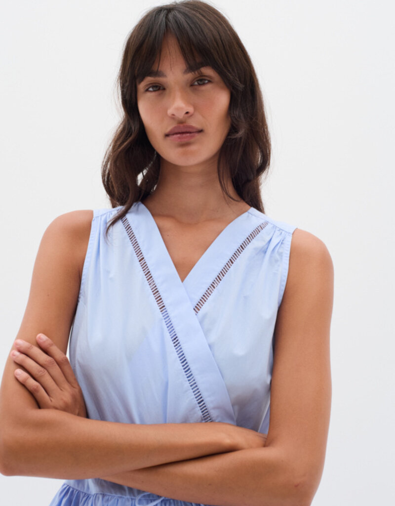 InWear Furla Cotton Poplin Wrap Dress In Blue