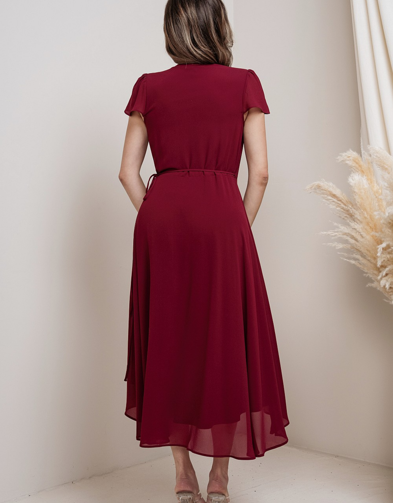Soieblu Molly Midi Wrap Dress in Wine