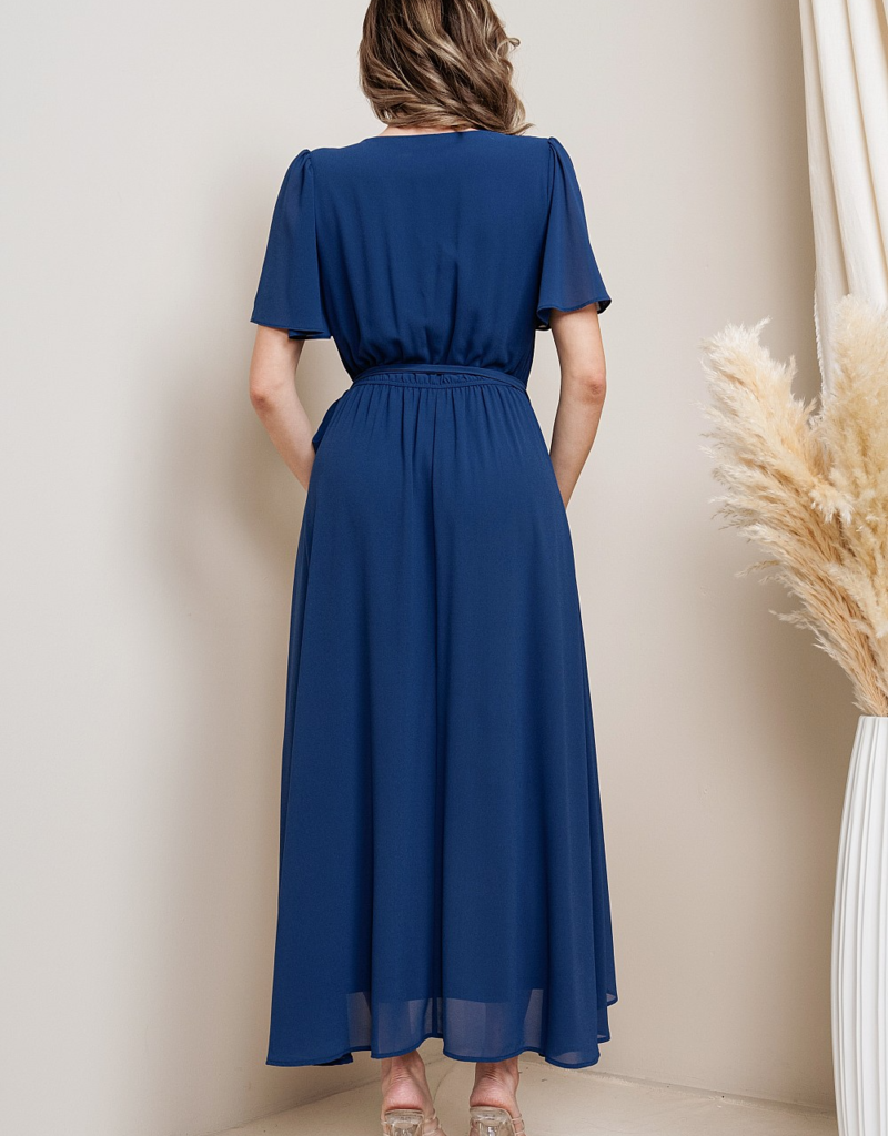 Soieblu Lexi Midi Wrap Dress in Parisian Blue