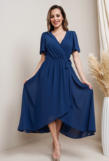 Soieblu Lexi Midi Wrap Dress in Parisian Blue