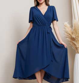 Soieblu Lexi Midi Wrap Dress in Parisian Blue
