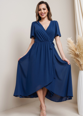 Soieblu Lexi Midi Wrap Dress in Parisian Blue